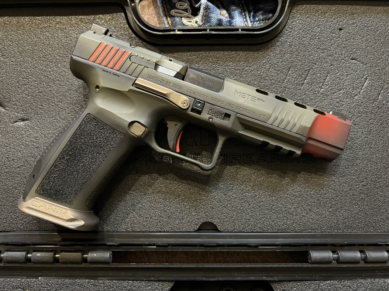 A real photo of Blowndeadline Limited Edition Battleworn Cerakote Canik Mete SFX 9mm 5.2" 20rd by Odinson (2)