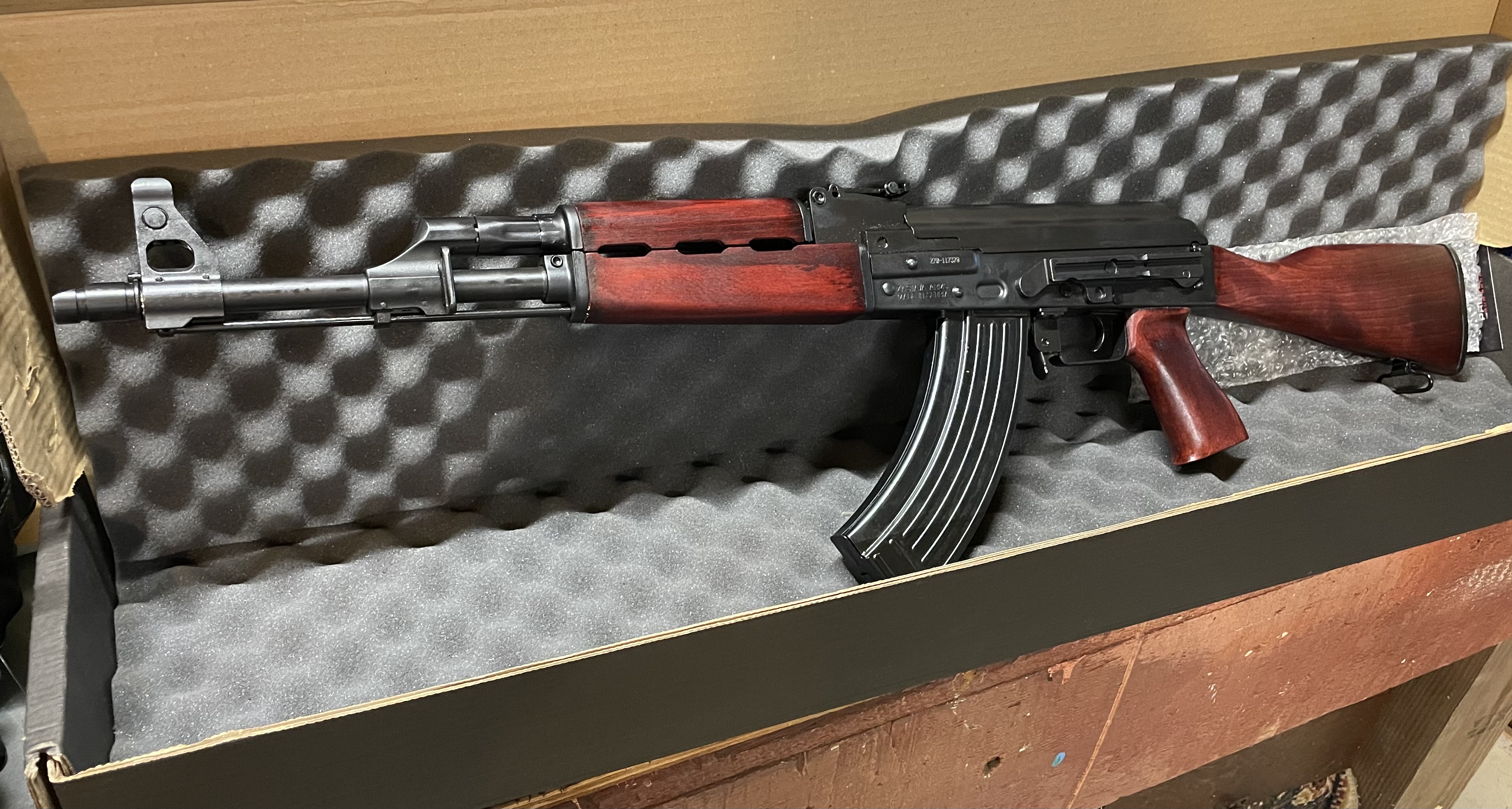 A real photo of Zastava Arms ZPAPM70 AK-47 Semi-Automatic 7.62x39mm Rifle with Serbian Red Furniture 16" 30rd *** 10 Free Additional Magazines with Purchase *** by PA (1)