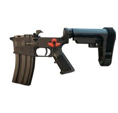 Franklin Armory BFSIII Equipped PISTOL Complete AR15 Lower Receiver Black Installed ARESSENTIALS Binary Trigger SBA3 Brace