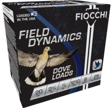 Fiocchi Shotshell 20ga Dove and Quail Ammunition 2-3/4" 7/8oz  #8 Shot 250rd Case