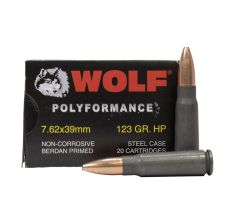 Wolf Centerfire 7.62X39 123gr HP Steel Cased - 20rd Box