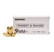 Ammo Inc Target and Range 9mm Luger Handgun Ammunition 115gr FMJ - 50rd Box