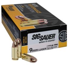 Sig Sauer 9mm Luger Ammo 115GR FMJ 50rd Box