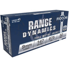 Fiocchi Handgun Ammunition 9mm Luger 147gr FMJ Sub Sonic 50rd