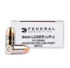 Federal 9mm 9BPLE 115gr +P+ JHP Ammunition - 50rd Box