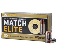 Sig Sauer Handgun Ammunition 9mm Luger 147gr Elite Competition Jacketed Hollow Point 50rd