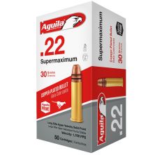 Aguila Ammunition 22LR Super Maximum Hyper Velocity 1700ft/s 30gr Copper Plated Solid Point 1000rd Case