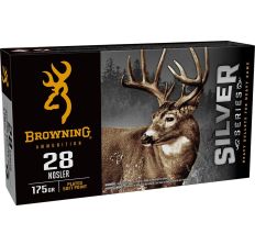 Browning Ammo Silver .28 Nosler 175gr Plated Soft Point 20rd Box