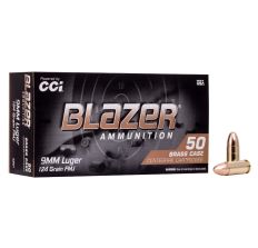 CCI Blazer Brass 9mm 124gr FMJ Ammo - 50 Rounds