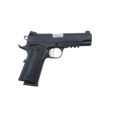 SDS Imports B45R Semi-auto 1911 45 ACP w/ 4.25" Barrel, Steel Frame, Cerakote Black, Rail, Novak Style 3-Dot Sights, 8rd