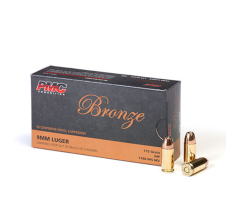 PMC Pistol Ammunition Bronze 9mm Luger Handgun Ammunition 9B Jacketed Hollow Point - 115 Grain JHP 50rd Box