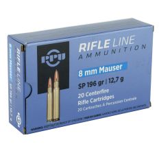 PPU 8mm Mauser Soft Point 196gr 20rd