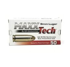 Maxxtech 124gr 9mm FMJ Brass Case 500Rd 