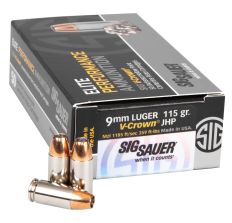 Sig Sauer Elite Performance V-Crown 9MM 115 Grain Jacketed Hollow Point 50 Round Box