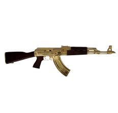Zastava ZPAPM70 AK-47 16" Chrome-Lined Barrel Rifle 24K Gold Plated Dark Serbian Red Wood Handguard 7.62x39 30rd